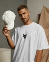 Erkek Siyah Kedi Baskılı Oversize Tişört – Minimal Black Cat Tasarım