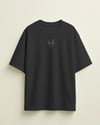 Erkek Siyah Kedi Baskılı Oversize Tişört – Minimal Black Cat Tasarım