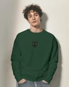 Erkek Siyah Kedi Desenli Sweatshirt – Minimal Göğüs Baskılı, Unisex Rahat Kalıp