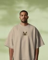 Erkek Siyam Kedi Baskılı Oversize Tişört – Minimal Siamese Cat Tasarım
