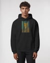 Erkek Van Gogh Kedi Portresi Baskılı Siyah Hoodie – 3 İplik Şardonlu Kapüşonlu Sweatshirt