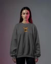 French Bulldog Baskılı Kadın Sweatshirt – Minimal Göğüs Ortası Baskı Antrasit Regular Fit