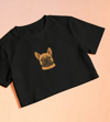 French Bulldog Minimal Göğüs Baskı Crop Tişört – Premium Köpek Ikon Tasarım