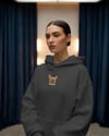 French Bulldog Nakışlı Antrasit Kadın Hoodie – Oversize Kapüşonlu Sweatshirt