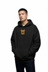 French Bulldog Nakışlı Siyah Erkek Hoodie – Oversize Kapüşonlu Sweatshirt