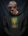 Frida Kahlo Esintili Kedi Baskılı Siyah Hoodie – Unisex Kapüşonlu Sweatshirt