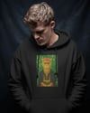 Frida Kahlo Esintili Kedi Baskılı Siyah Hoodie – Unisex Kapüşonlu Sweatshirt