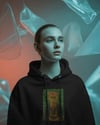Frida Kahlo Esintili Kedi Baskılı Siyah Hoodie – 3 İplik Şardonlu Unisex Kapüşonlu Sweatshirt
