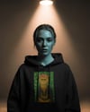 Frida Kahlo Esintili Kedi Baskılı Siyah Hoodie – 3 İplik Şardonlu Unisex Kapüşonlu Sweatshirt