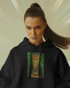 Frida Kahlo Esintili Kedi Baskılı Siyah Hoodie – 3 İplik Şardonlu Unisex Kapüşonlu Sweatshirt