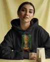 Frida Kahlo Esintili Köpek Baskılı Siyah Hoodie – 3 İplik Şardonlu Unisex Kapüşonlu Sweatshirt