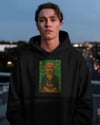 Frida Kahlo Esintili Köpek Baskılı Siyah Hoodie – 3 İplik Şardonlu Unisex Kapüşonlu Sweatshirt