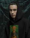 Frida Kahlo Esintili Köpek Baskılı Siyah Hoodie – 3 İplik Şardonlu Unisex Kapüşonlu Sweatshirt