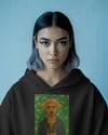 Frida Kahlo Esintili Köpek Baskılı Siyah Hoodie – 3 İplik Şardonlu Unisex Kapüşonlu Sweatshirt