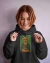 Frida Kahlo Esintili Köpek Baskılı Siyah Hoodie – 3 İplik Şardonlu Unisex Kapüşonlu Sweatshirt