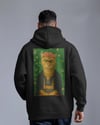 Frida Kedi Tasarımlı Siyah Unisex Kapüşonlu Sweatshirt – Sanatsal & Retro Hoodie