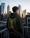 Frida Kedi Tasarımlı Siyah Unisex Kapüşonlu Sweatshirt – Sanatsal & Retro Hoodie