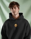 Golden Retriever Nakışlı Siyah Erkek Hoodie – Oversize Kapüşonlu Sweatshirt