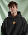 Golden Retriever Nakışlı Siyah Erkek Hoodie – Oversize Kapüşonlu Sweatshirt