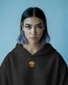 Golden Retriever Nakışlı Siyah Kadın Hoodie – Oversize Kapüşonlu Sweatshirt