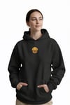 Golden Retriever Nakışlı Siyah Kadın Hoodie – Oversize Kapüşonlu Sweatshirt