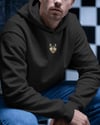 Husky Baskılı Siyah Hoodie – Unisex Oversize Kapüşonlu Sweatshirt