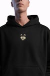 Husky Baskılı Siyah Hoodie – Unisex Oversize Kapüşonlu Sweatshirt