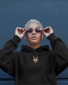 Husky Nakışlı Siyah Kadın Hoodie – Oversize Kapüşonlu Sweatshirt