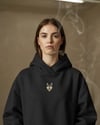 Husky Nakışlı Siyah Kadın Hoodie – Oversize Kapüşonlu Sweatshirt