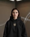 Husky Nakışlı Siyah Kadın Hoodie – Oversize Kapüşonlu Sweatshirt