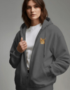 Kadın Bengal Kedisi Baskılı Tam Boy Fermuarlı Hoodie – Oversize