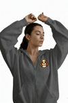 Kadın Cavalier King Charles Spaniel Baskılı Oversize Fermuarlı Hoodie