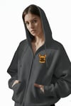 Kadın French Bulldog Baskılı Oversize Fermuarlı Hoodie