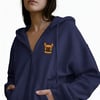Kadın French Bulldog Baskılı Oversize Fermuarlı Hoodie
