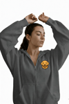 Kadın Golden Retriever Baskılı Oversize Fermuarlı Hoodie