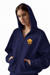 Kadın Golden Retriever Baskılı Oversize Fermuarlı Hoodie