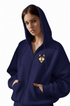 Kadın Husky Baskılı Oversize Fermuarlı Hoodie