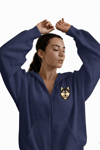 Kadın Husky Baskılı Oversize Fermuarlı Hoodie