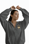 Kadın Husky Baskılı Oversize Fermuarlı Hoodie