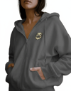 Kadın Kangal Köpek Baskılı Tam Boy Fermuarlı Oversize Hoodie