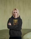 Kadın Mona Lisa Husky Baskılı Siyah Hoodie – 3 İplik Şardonlu Kapüşonlu Sweatshirt