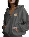 Kadın Persian (İran Kedisi) Baskılı Tam Boy Fermuarlı Oversize Hoodie
