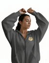 Kadın Persian (İran Kedisi) Baskılı Tam Boy Fermuarlı Oversize Hoodie