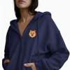 Kadın Pomeranian Baskılı Oversize Fermuarlı Hoodie