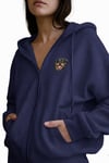 Kadın Rottweiler Baskılı Oversize Fermuarlı Hoodie