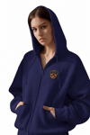 Kadın Rottweiler Baskılı Oversize Fermuarlı Hoodie
