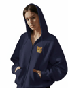 Kadın Sarman Kedi Baskılı Tam Boy Fermuarlı Oversize Hoodie