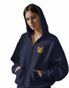 Kadın Sarman Kedi Baskılı Tam Boy Fermuarlı Oversize Hoodie