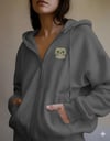Kadın Scottish Fold Kedi Baskılı Tam Boy Fermuarlı Oversize Hoodie