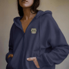 Kadın Scottish Fold Kedi Baskılı Tam Boy Fermuarlı Oversize Hoodie
